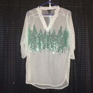 Mint sequin blouse